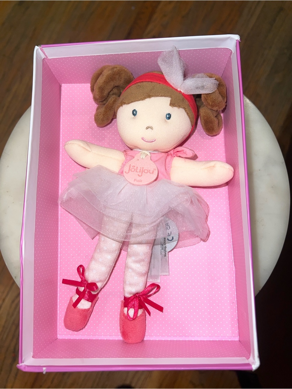 JoliJou Paris Les Tutus‎ Doudou Plush Doll Little Tutu Brown Hair Ballerina